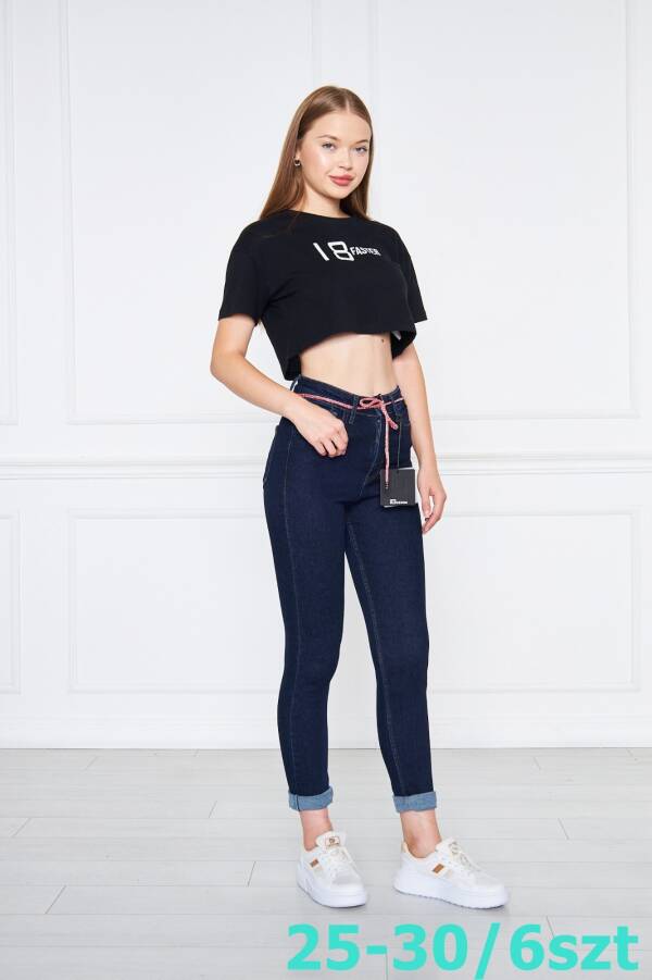 Spodnie damskie jeansy Roz 25-30, 1 Kolor Paczka 6 szt